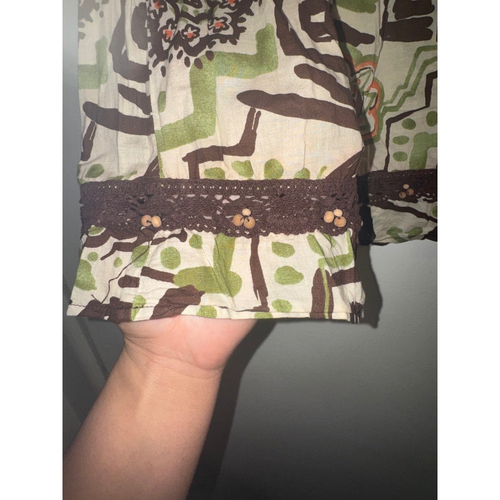 Vtg Y2K Dolled Up by F.A.N.G Sz M Smocked Tube Top Floral Beaded Boho Hippie - Picture 4 of 10